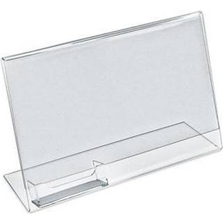 Azar viser 252044 11 """" W X 8.5 """" H Horisontal Slanted L-Shape Sign Holder med vedh?ftet visitkortlomme 10-pakke