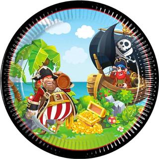 Pirat paptallerkner 8 stk. - Pirates Island