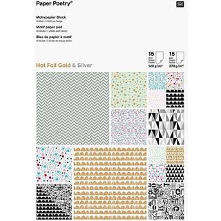 Paper Poetry Motivpapier Block Graphic 21x30cm 30 Blatt Hot Foil - Bunt