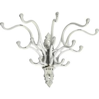Kreativ co-op antik dekorativt støbejern Multi Hook Wall Hanger med 15 kroge ulykkelige hvide