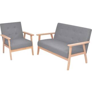 sofasæt 2 dele stof lysegrå