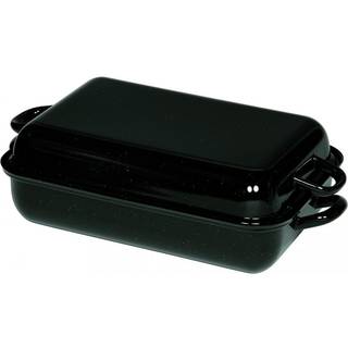 Riess Classic Bratformen Bratpfanne 37 x 26 cm mit Deckel - Emaille - Schwarz