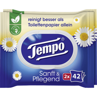 Tempo Fugtige toiletservietter Gentle & Caring Dobbeltpakke