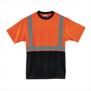 Ergodyne Glowear 8289BK ANSI Sort bundhøj synlighed Orange Reflektive sikkerhed T-shirt Medium