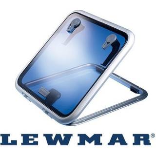 Dæksluge Lewmar Low Profile 40, med friktionshængsel, 180°, 421 x 421 mm (udskæringsmål), 491 x 491 mm (ydremål), sølv/grå