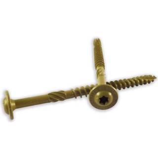 Woodpro Fasteners ST38X8-25PC 3/8-tommer med 8-tommers l?ngde Runde skivehoved Udvendige tr?skruer 25-pakke guld