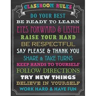 L?rer oprettede ressourcer Chalkboard Brights Classroom Rules Chart (7565)