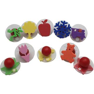 Klar 2 L?r Giant Stampers - Fantinativt spil - S?t 2 - S?t med 10 - Let at holde skumstempler til b?rn - Kunst- og h?ndv?rksstempler til sk?rme -