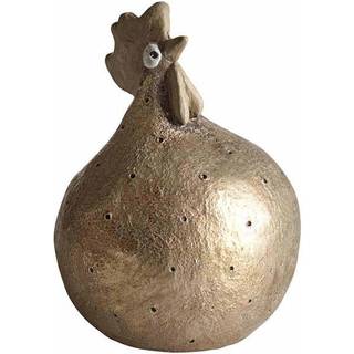 Høne Shimmer sand/guld, H.9,6cm
