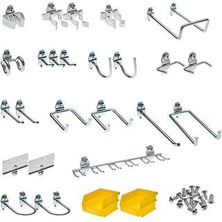 Triton Products 76901 Durahook 26-delt zinkbelagt st?lkrog og bin sortiment til Duraboard 24 Assort Hooks og 2 Bins