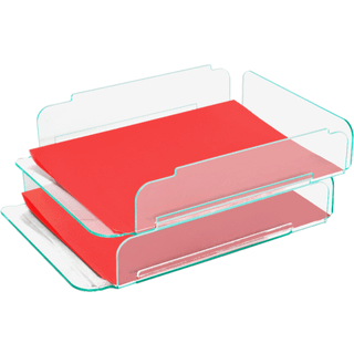 Lorell LLR80655 Stacking Letter Bakke 2 pr. Pakke Clear/Green