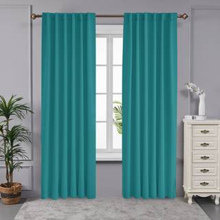DECONOVO Blackout gardiner til g?rdhave -d?r tilbage fanen og stanglomme gardiner til skyded?rrum m?rkere gardiner 52x108 tommer turkis 2 paneler