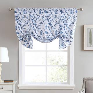 Laura Ashley Home - Cotton Pole Top Valance Stilish & Lightweight Window Treatment til boligindretning (Elise Blue 50 """" X 25 """")