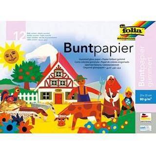 Buntpapier-Heft gummiert, 23x25cm 12 Blatt