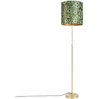 Gulvlampe guld/messing med fløjlsskærm påfugl 40/40 cm - Parte