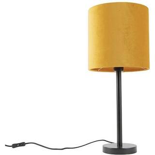 Art Deco bordlampe sort med gul skærm 25 cm - Simplo