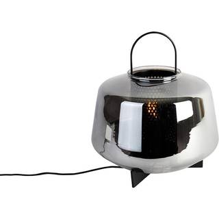 Art Deco bordlampe sort med røgglas 30 cm - Kevin