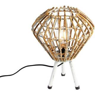 Rustik bordlampe tripod bambus med hvid - Canna Diamond