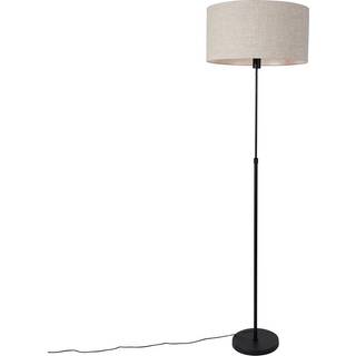 Gulvlampe sort justerbar med lysegrå skærm 50 cm - Parte