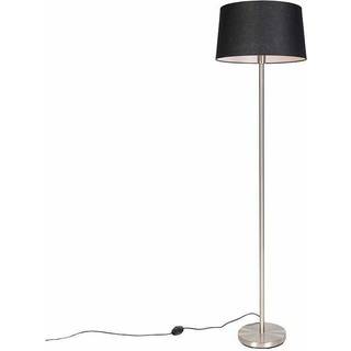 Moderne gulvlampe i stål med sort lampeskærm 45 cm - Simplo