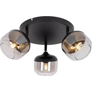 Design spot sort med guld og røgglas 3-lys rund - Kyan