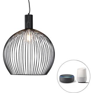 Smart rund pendellampe sort 50 cm inkl. Wifi G95 - Dos