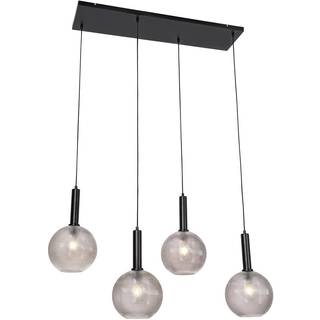 Design pendellampe sort med røgglas 4-lys - Chico