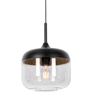 Design pendellampe sort med guld og røgglas - Kyan