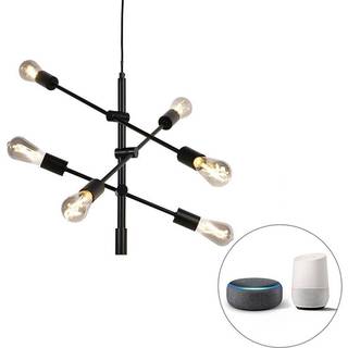 Smart industriel pendellampe sort inkl. 6 WiFi ST64 - Sydney