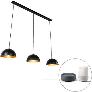 Smart pendellampe sort med guld 3-lys inkl. Wifi A60 - Magnax