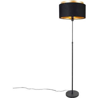 Moderne gulvlampe sort med guld dobbelt skærm - Parte