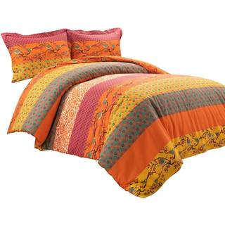 Lush Decor Royal Empire Duvet Cover Set - Reversible Striped Bold farverige bohemske mønstre - Blød 100% bomuldskomfort - 3 stykker sengetøj sæt