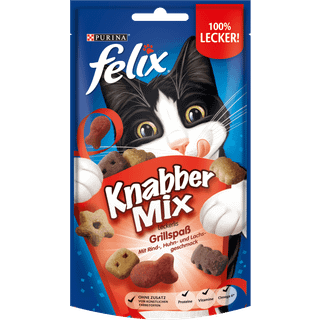 Felix KnabberMix Leckerlis Grillspaß med smag af oksekød, kylling og laks 199.17 DKK/1 kg (8 x 60.0g)