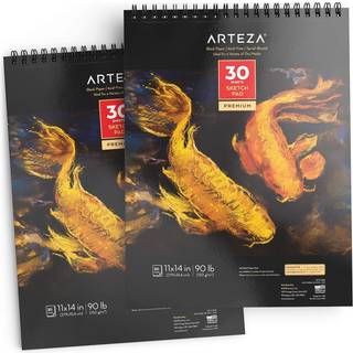 Arteza Spiral Sketch Book 11x14 Black Art Paper Tegning Pad 2 Pack 30 Sheets Sketch Pads til tegning