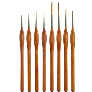 U.S. Art Supply 8-delt Taklon-detail- og linerbørstesæt med trækomfortgreb til akryl-, olie- og akvarelmaling