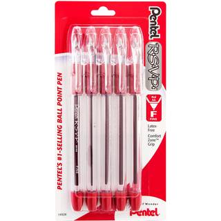Pentel RSVP Ballpoint Pen Fine Line (0,7 mm) Rød blækpakke med 5 (BK90BP5B)