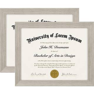 AMERICANFLAT 8.5x11 Billedramme i Driftwood - Sæt med 2 - Brug som diplomramme eller certifikatramme med knust resistent glas - hængende hardware