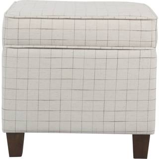 Benjara træ firkantet osmannisk med skjult opbevaring hvid og brun