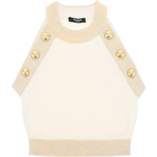 Balmain Mockneck knit crop top - white - XS