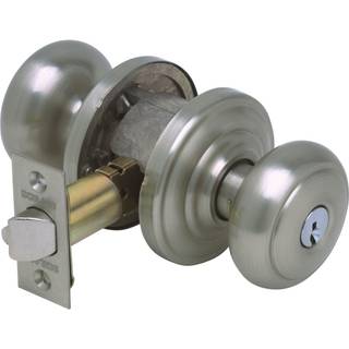 Schlage F51A og 619 og Andover Knob med Andover -trim Keyed Entry Lock Satin Nickel