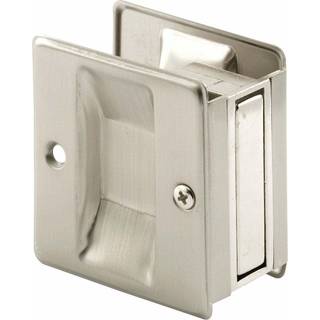 Prime-line N 7238 Pocket Door Handle og træk 2-1/2 tommer L X 1-3/8 tommer W X 2-3/4 tommer D Solid 1-3/8 tommer til 1-3/4 i satin-nikkel