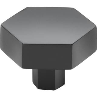 Gliderit 1-1/2 tommer solid hexagon kabinetsknap Matte sort 5824