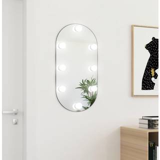 spejl med LED-lamper 80x40 cm oval glas
