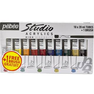 Pebeo studio h?j viskositet fin akryl 28 stykker s?t s?t p? 10 x 20 ml 6 fl oz