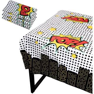 Blue Panda 3 Pack Superhelt-tema-festdug til fødselsdagsfestdekorationer Plastborddækning til tegneseriefestartikler (54 x 108 in)