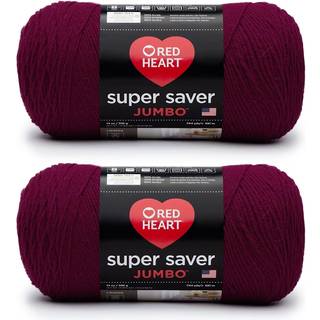 Red Heart Super Saver Jumbo Bourgogne Yarn - 2 Pack med 396 g/14 oz - Akryl - 4 Medium (Worsted) - 744 yards - Strik/hækling