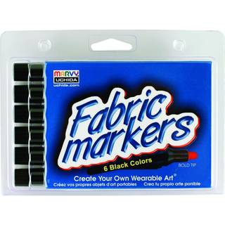 Uchida 520-6F Marvy Bold Tip Black Color Fabric Marker Set
