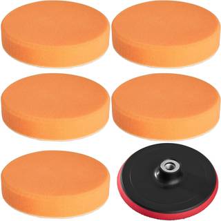 5 poleringsvampe 150mm vaflet medium + polerplade 150mm - orange