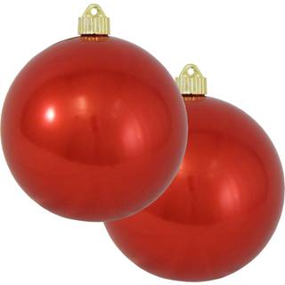 Christmas By Krebs 6"""" (150 mm) Skinnende True Love R?d [2 stykker] Ekstra stor solid overdimensioneret K?mpe stor udend?rs plast UV kugle orname