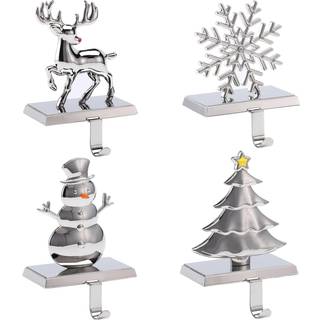 Birdrock Home Christmas Stocking indehavere til mantel - vægtet metalophæng til strømper og ferieindretning - metalkrog til pejs trappe hylde - i